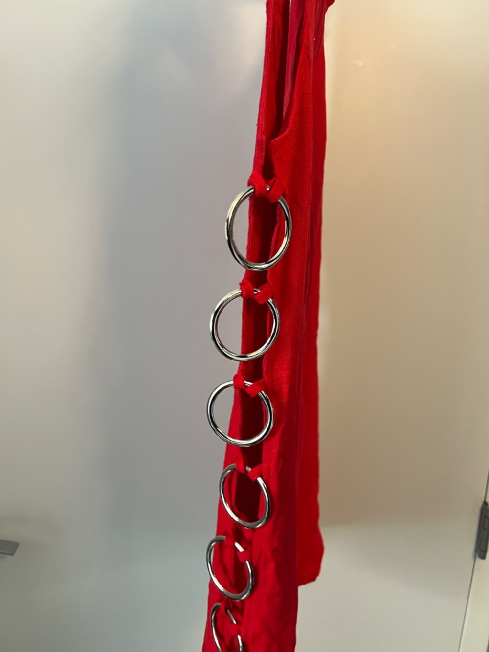 Red Mini Dress with Side Ring Detail - Picture 4 of 7